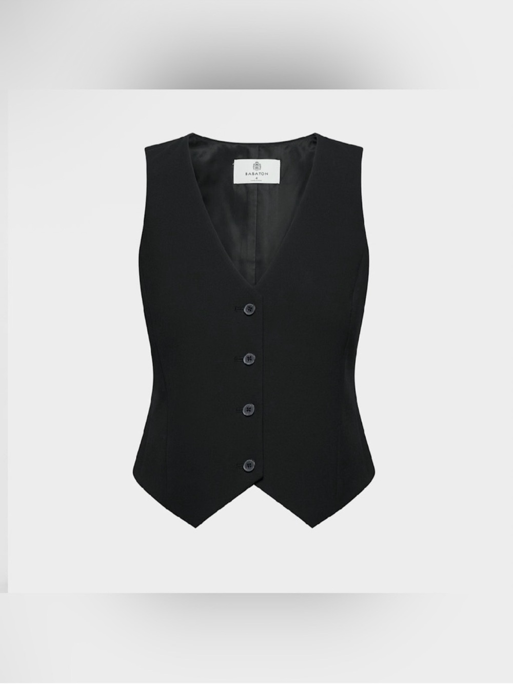 Babaton Black Director Vest | Tailored V-Neck Button Waistcoat